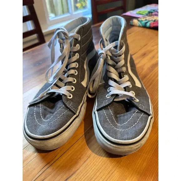 VANS Old Skool High Top Gray Fabric Comfort Sneaker Skate Shoe Men's 7/Wo's 8.5 - Picture 6 of 10